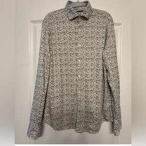 Murano Liquid Luxury Men’s Slim Fit Floral Button Up Shirt L Cotton Quiet Luxury